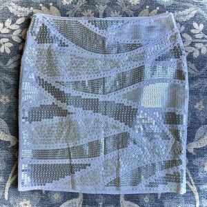 White House Black Market Silver Sequin Mini Skirt